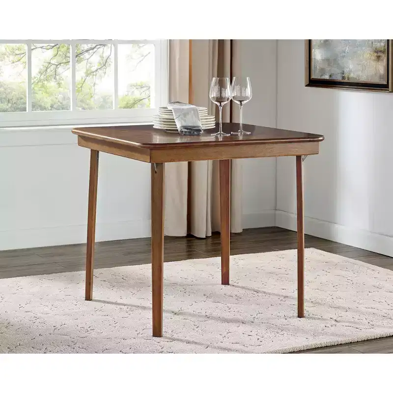 Stakmore 32" Straight Edge Solid Wood Folding Card Table Fruitwood Portable Square Table, Fully Assembled, Steel Hardware