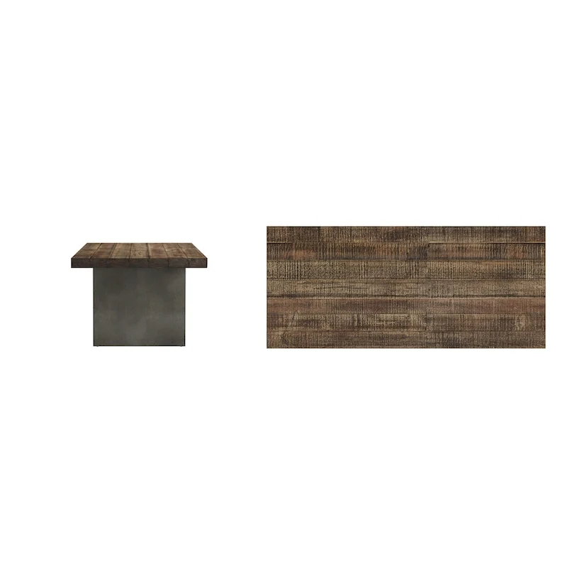 Podgorica Reclaimed Wood and Concrete Dining Table - Brown