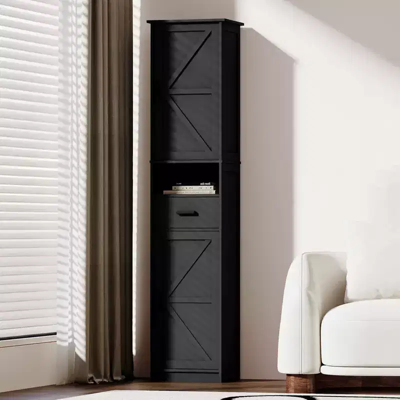 67 H Bathroom Storage Cabinet, Floor Cabinet with Drawer, Slim Freestanding Storage Organizer with Adjustable Shelves for Bathroom Living Room