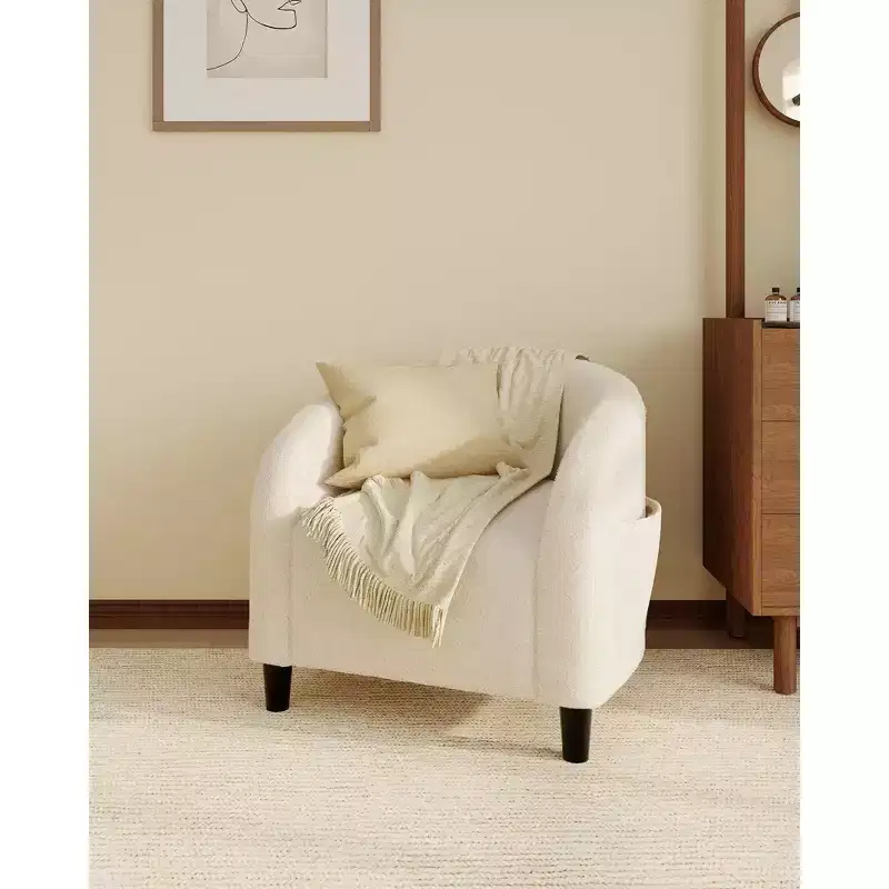28 Velvet Accent Chair Barrel Club Chair with U-Shaped Back, Curved Armrests & Soft Padded Seat for Living Room Bedroom