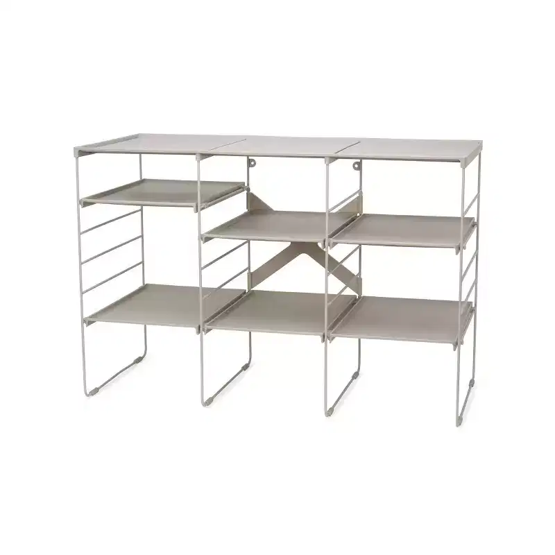 Adjustable Freestanding Shoe Rack, Holds 12 Pairs, Carbon Steel Frame, Off-White, 29.8