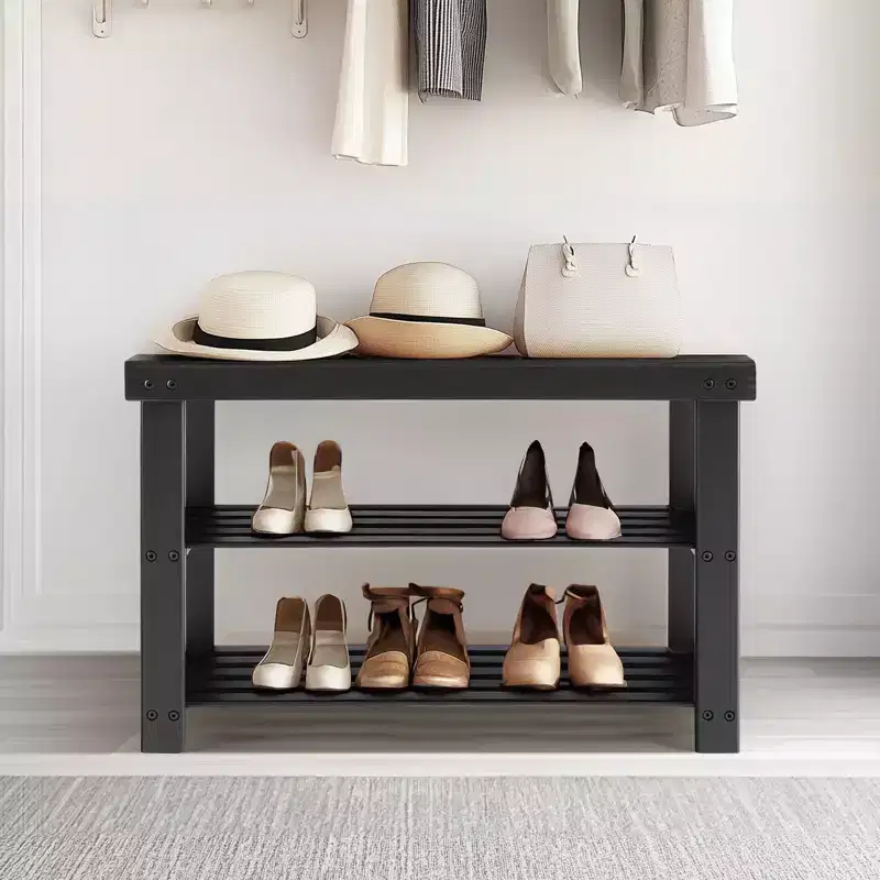 3-Tier Bamboo Shoe Rack Bench, 286 LBS Capacity for Entryway, Bedroom, Living Room and Balcony