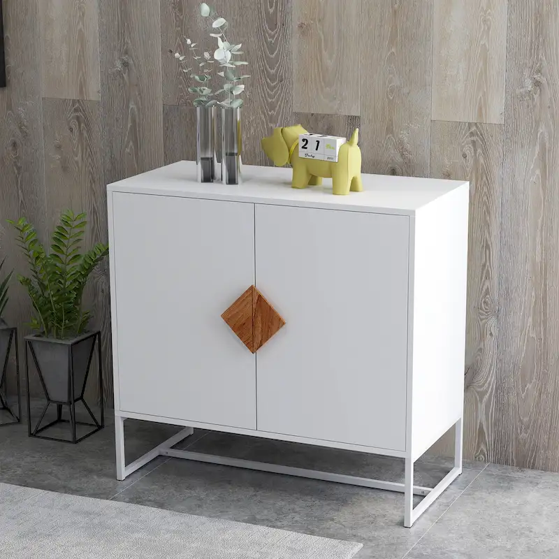 CUSchoice Solid wood square shape handle 2 doors sideboard