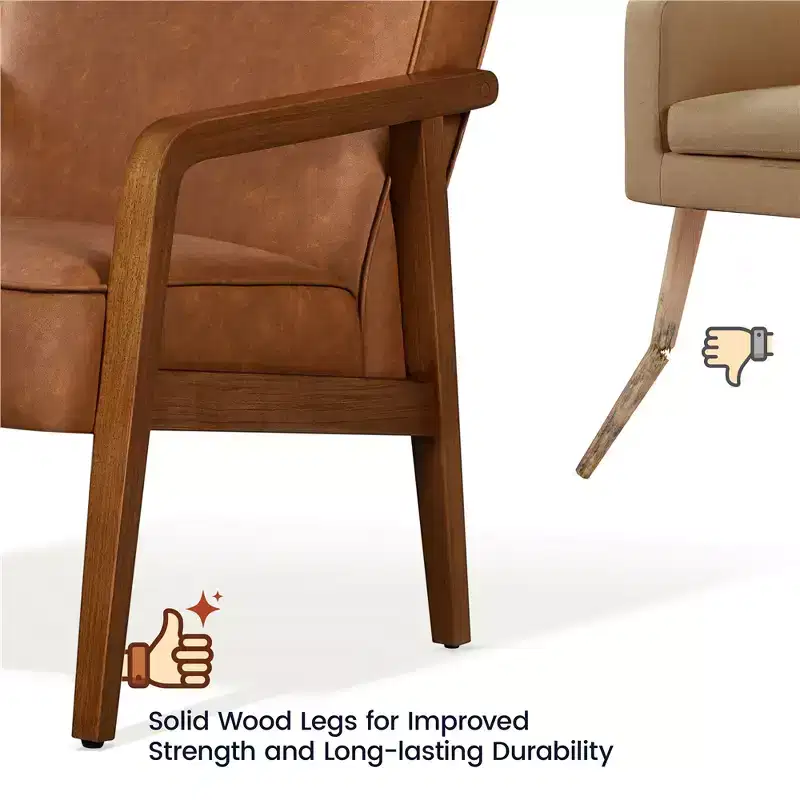 Modern Faux Leather Upholstered Accent Chair Armchair