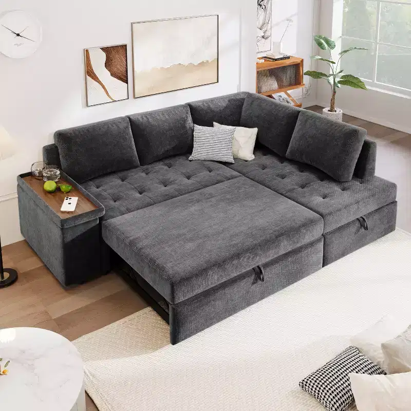 91.5W Sectional Sofa Couch, Pull Out Sofa Bed with Storage Armrest -Christopher Knight Home