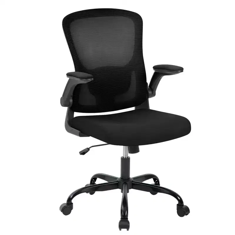Premium Ergonomic High-Grey Mesh Office Chair - Adjustable Height, Flip-Up Armrests & Lumbar Support - Comfy Swivel Seat for Home, Gaming & Work