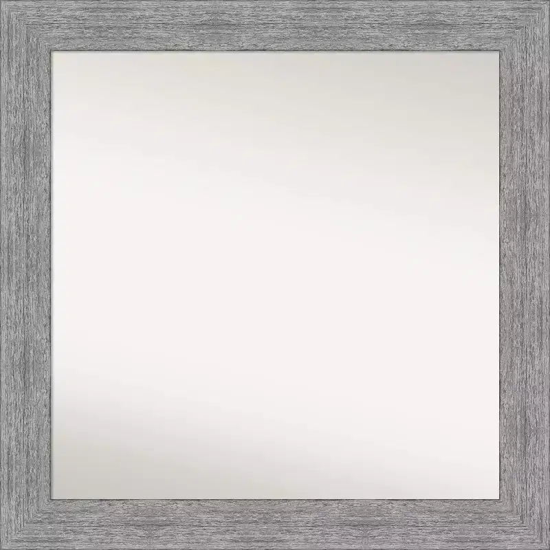 31" x 31" Non-Beveled Bark Rustic Gray Wall Mirror - Amanti Art