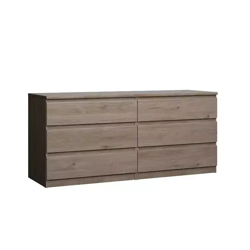 HomeStock 6.14 in.H Particle Board Horizontal Dressers with 6 - Drawers in Beige Finish