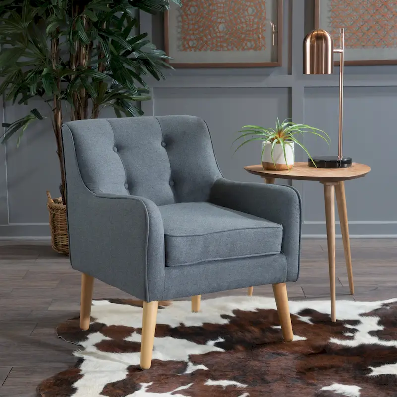 Upholstered Button-Tufted Accent Chair with Iron Hairpin Legs