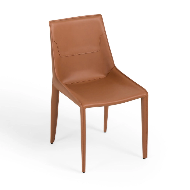 Modrest Halo Modern Cognac Saddle Leather Dining Chair (Set of 2)