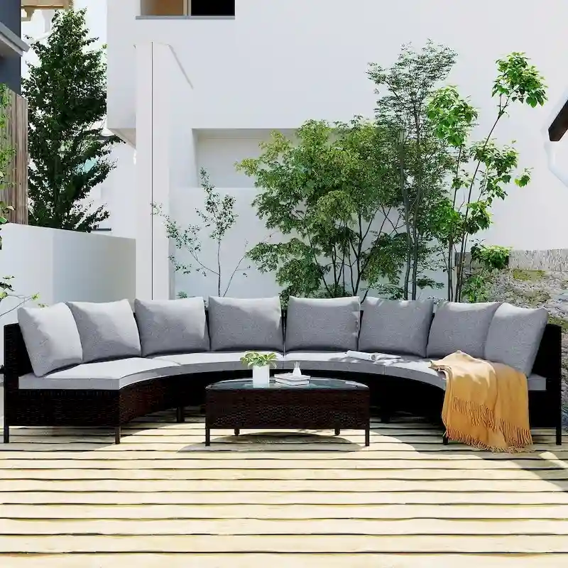 Patio Sofa Set 8 - Person Seating Group with Cushions