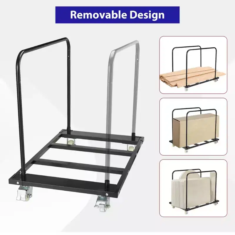 Folding Table Cart, 45.28 x 29.14 Inch Heavy Duty Drywall Sheet Cart Handling Wall Panel, 1500 LBS Panel Dolly Truck
