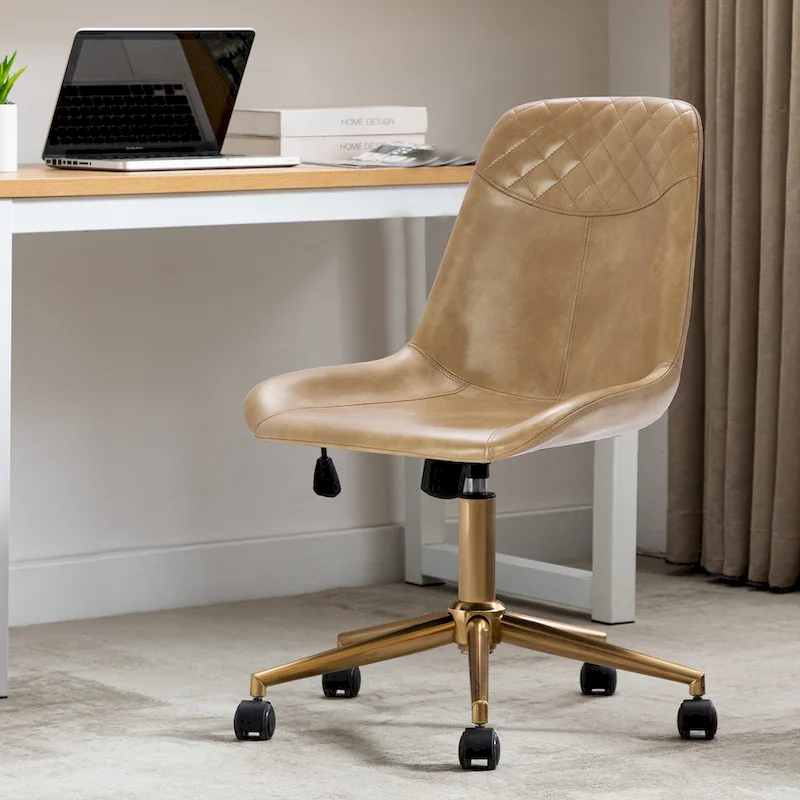 Curved Faux Leather Air Lift Task Chair | Ergonomic Home Office Chair