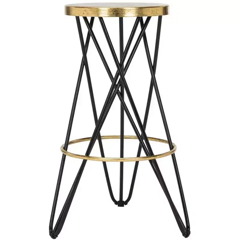 Gold Leaf Bar Stool, White & Gold