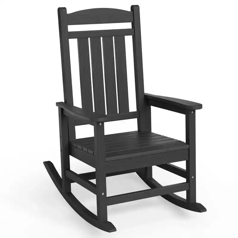 Hyleory HDPE Patio Rocking Adirondack Chair, Extra Wide Outdoor Chair for All Seasons
