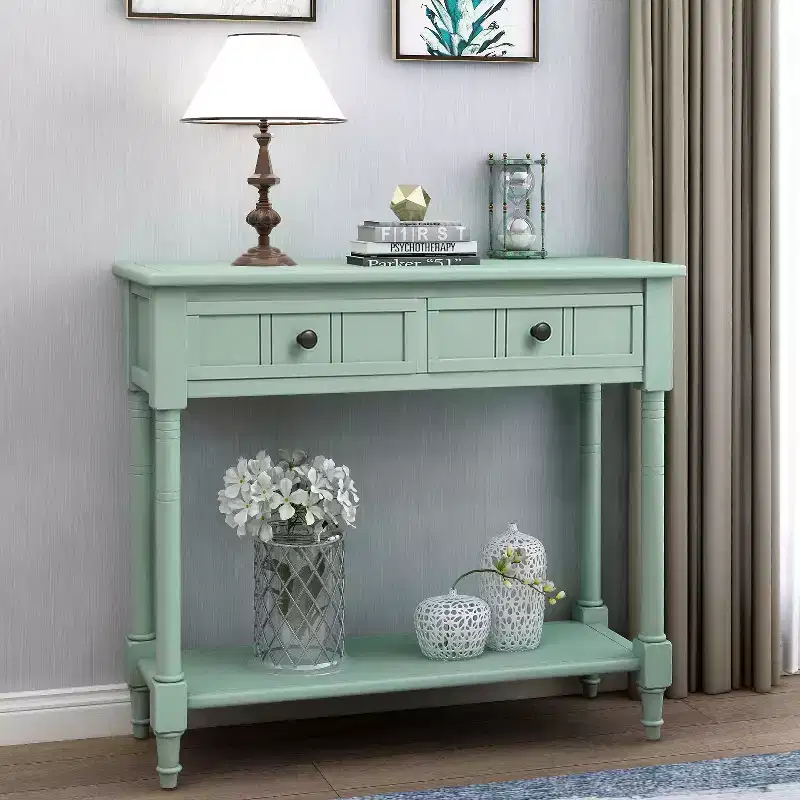 Console Table with Two Drawers and Bottom Shelf