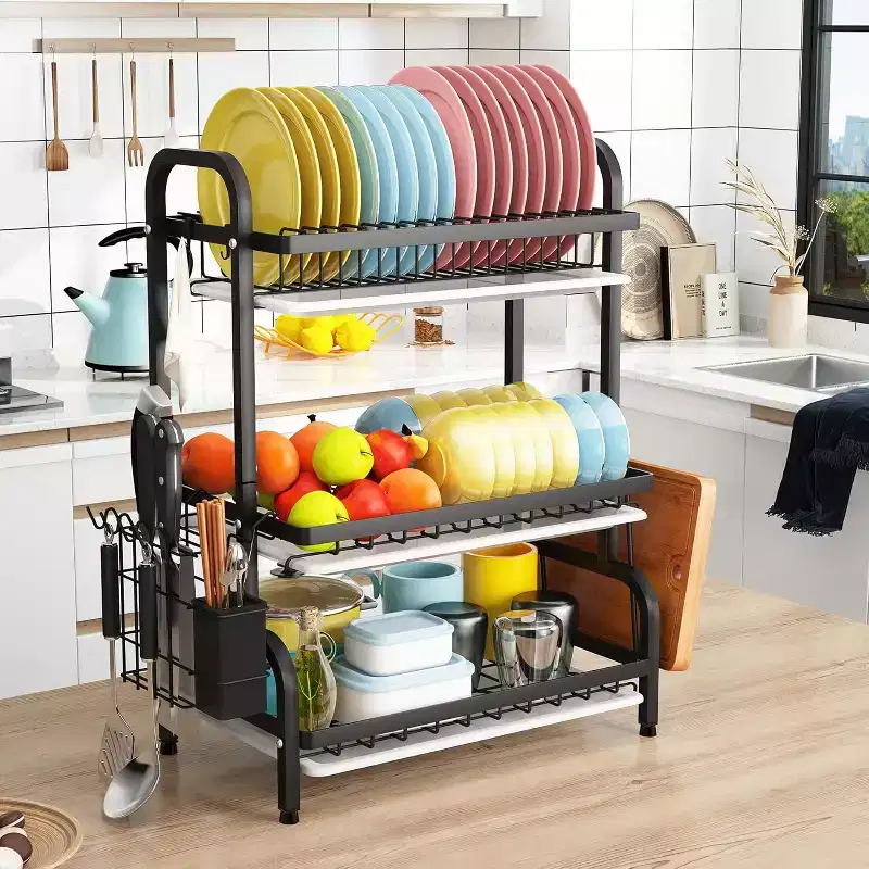 3-Tier Drying Rack for Kitchen Counter Storage