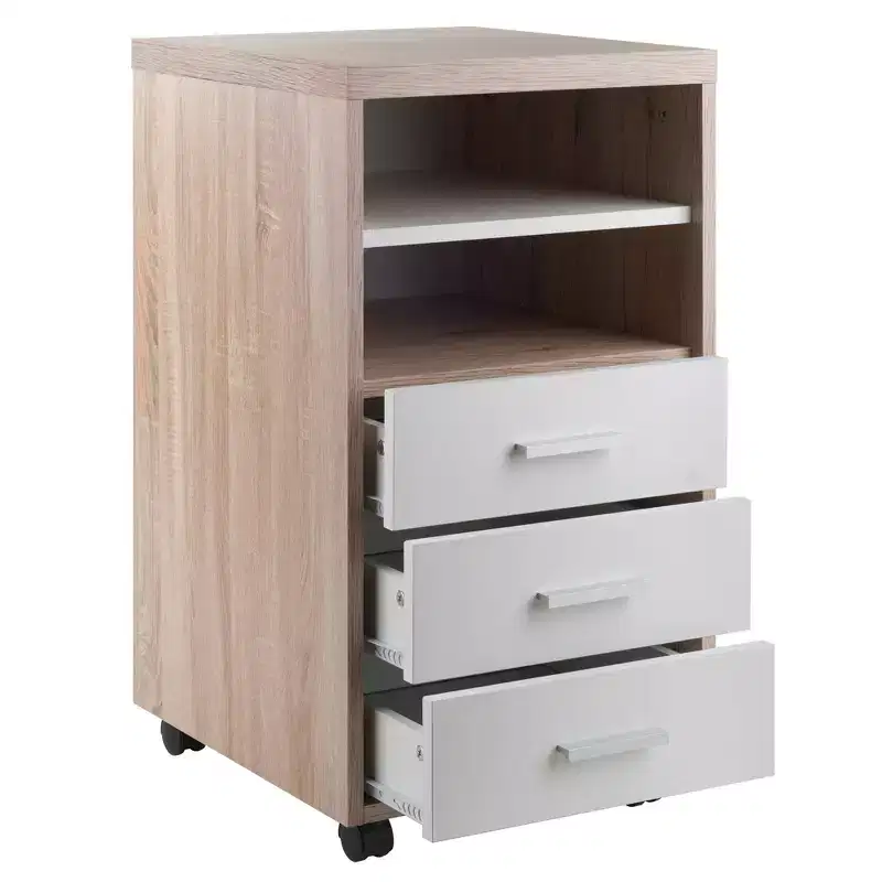Winsome Kenner Mobile 3 Drawer Storage Cabinet Wood : Home Office, Locking Casters, Wood Composite