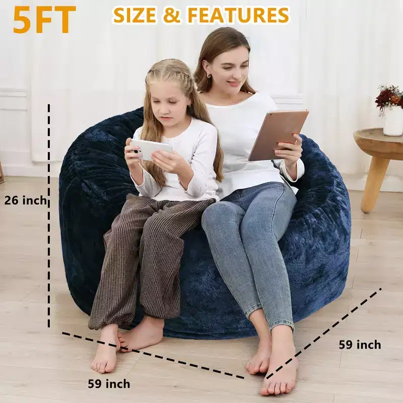 Soft Washable Beanbag Lazy Sofa Adult Bean Bag Couch Cover Bean Bag Covers Only, for Reading,