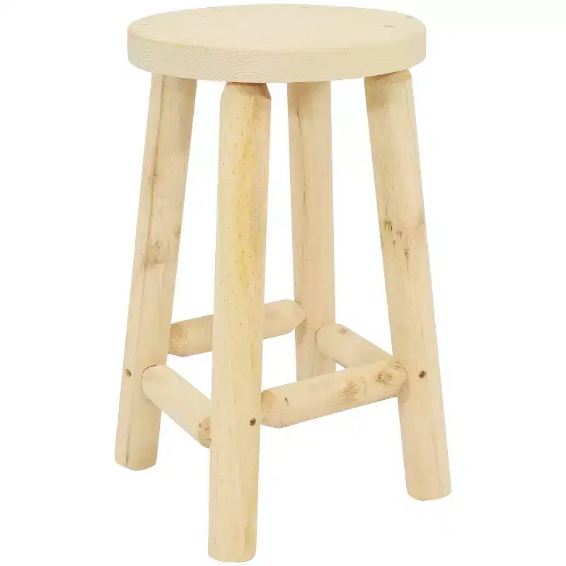 Unfinished Wood Round Top Counter-Height Stool - Fir Wood - 24 Inch