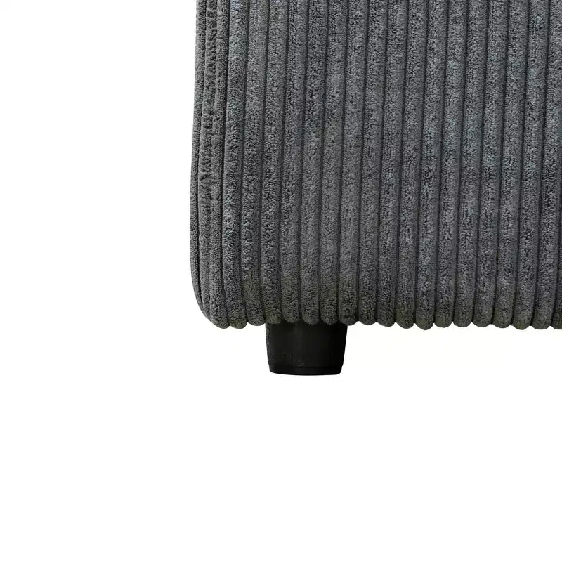 Gray Corduroy Living Room Double Armrests 2-Piece Loveseat Sofa