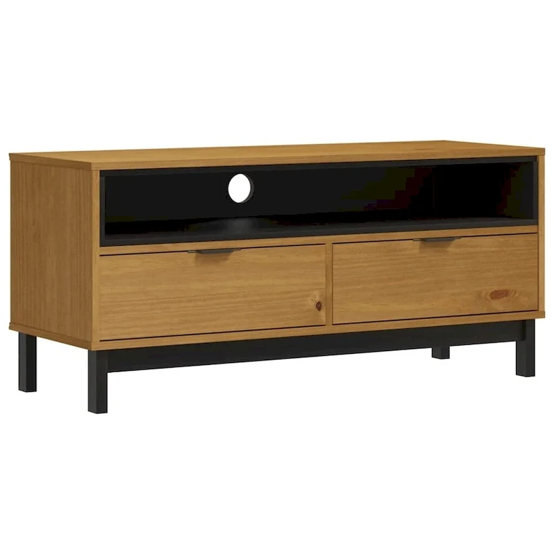 Solid Pine Wood TV Stand with Drawers – 43.3 x 15.7 x 19.7 in.