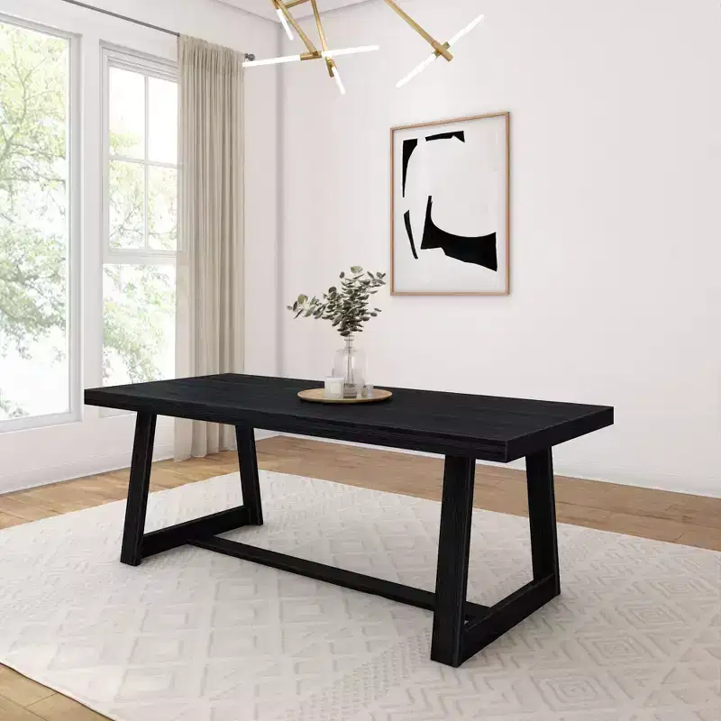 Plank+Beam 84 Dining Table for 8, Solid Wood Classic Farmhouse Style Kitchen Table