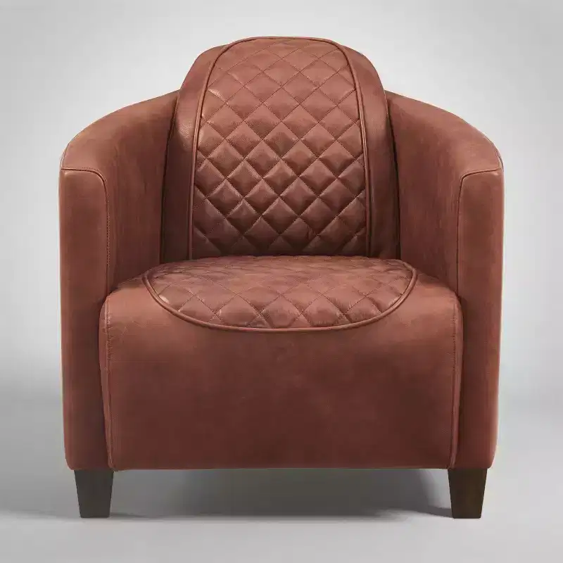 Art Leon Leather Accent Chair with Quilted Design for Timeless Comfort