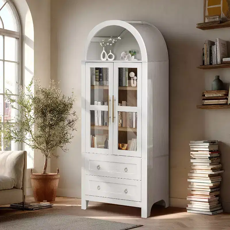 Vatros Tall Arched Cabinet with Adjustable Shelves
