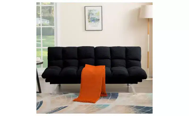 Okak Modern Corduroy Convertible Loveseat Sofa Bed with Adjustable Back & Arm,Upholstered Futon Sofa Couch for Living Room,Apartment