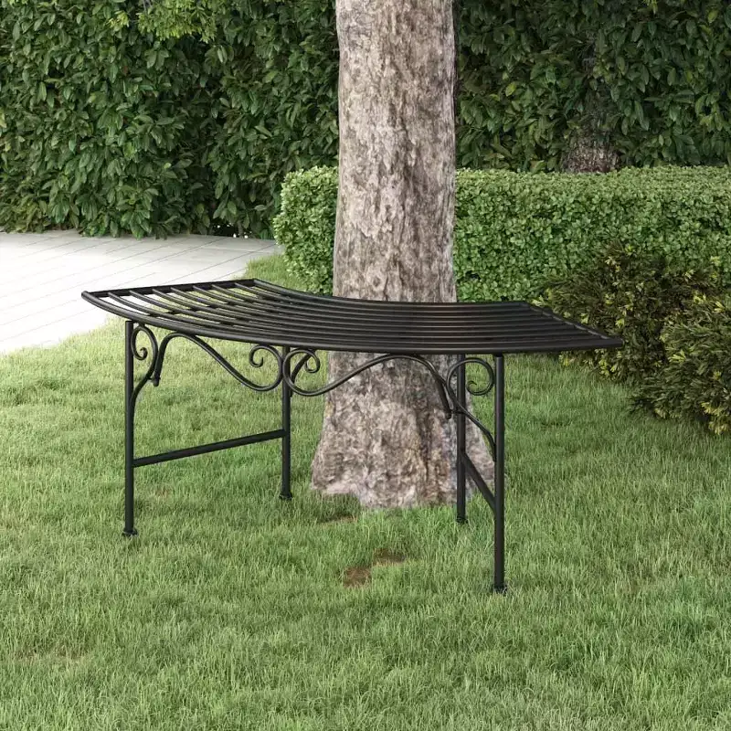 vidaXL - Tree Bench Black Steel - 44.5 Patio Garden Seat