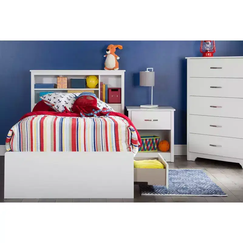 South Shore Twin Fusion Mates Kids' Bed with 3 Drawers Pure White