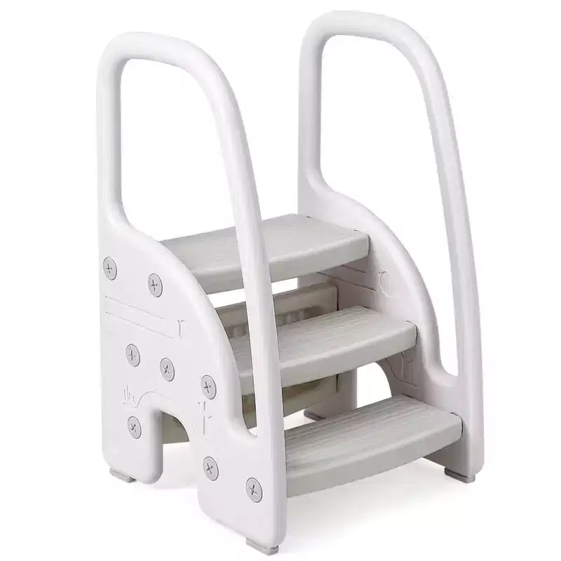 Kids Step Stool with Handles, Adjustable Toddler 3-Step Stool with Non-Slip Design, Plastic Stepping Standing Stool Helper, for Bathroom, Sink