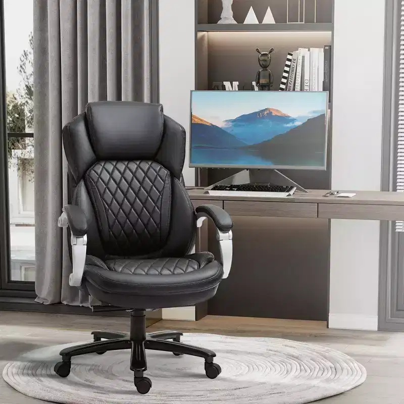 Big and Tall Executive Office Chair with Wide Seat, Computer Desk Chair with High Back, Adjustable Height & Swivel Wheels