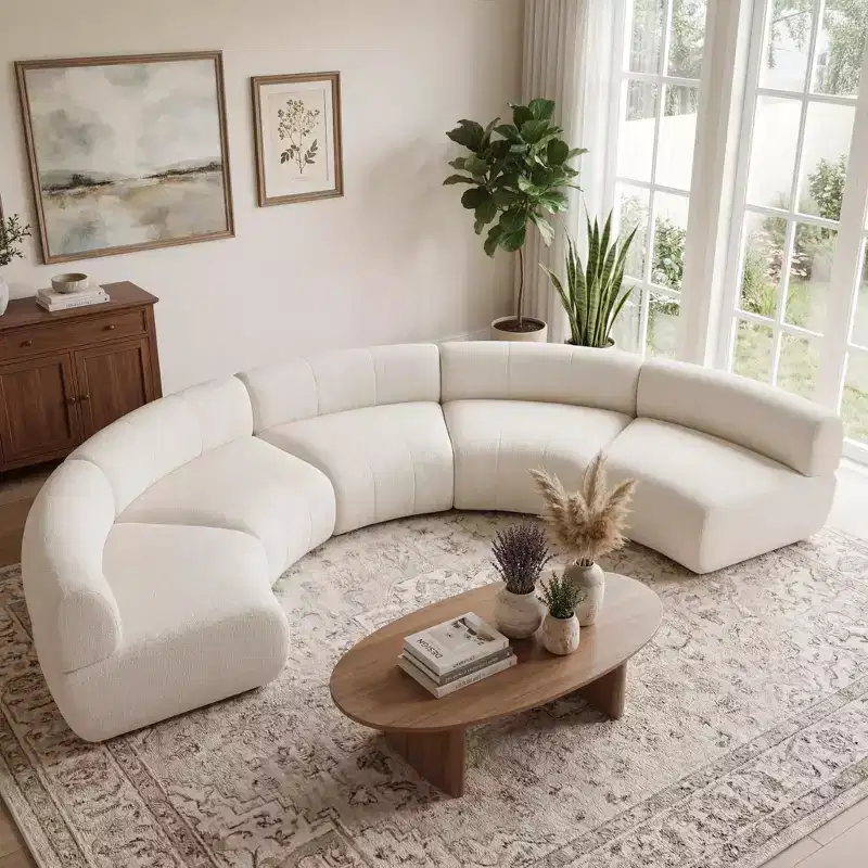 Christopher Knight Home Alan 136.84 Modular Compressed Curved Upholstered 5-Seater Sectional Sofa