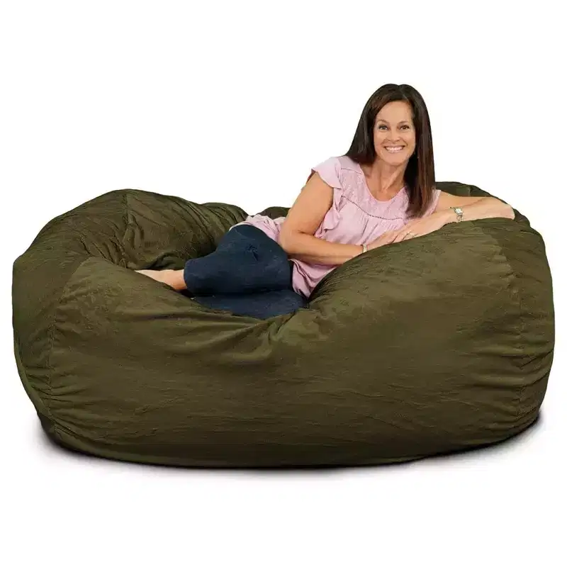 Ultimate Sack Lounger Bean Bag Chair Oversized Indoor Comfy Loveseat, Olive Fur