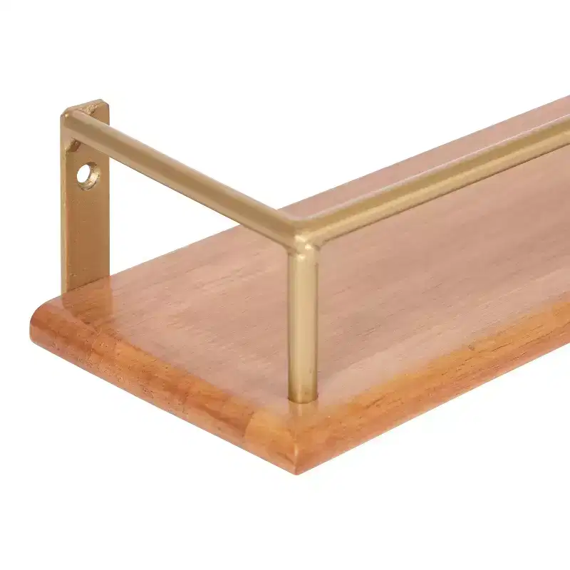 Kate and Laurel Camryn Rectangle Wood Floating Shelf, 2pk 24, Natural and Gold