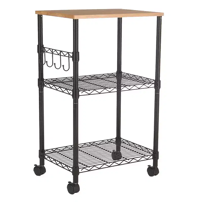 Microwave Cart Black - Room Essentials™: Utility Storage with Locking Wheels, 34" Height