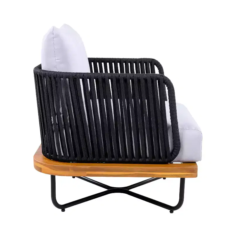 Christopher Knight Home Ivan Rope Woven Acacia and Iron Frame Club Chairs (Set of 2)