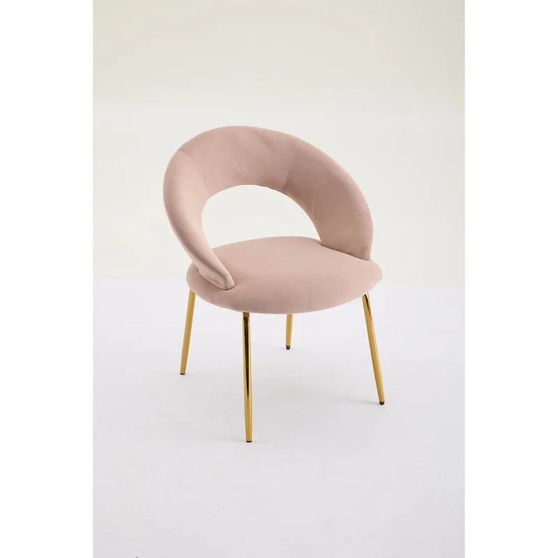 Velvet Dining Accent Chairs with Curved Backrest and Gold Metal Legs - 250lb Capacity