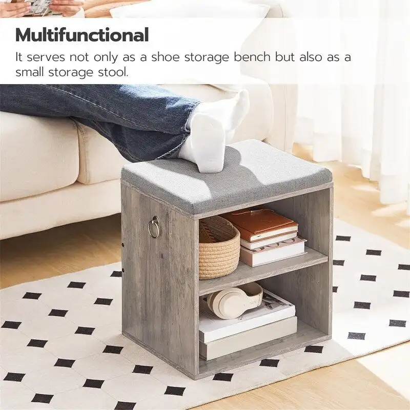 Small Shoe Bench with Cushion - 11.8D x 15.7W x 16.5H