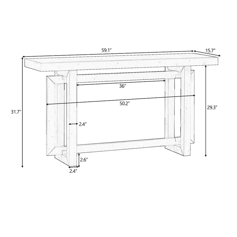 Console Table with Industrial-inspired Concrete Wood Top