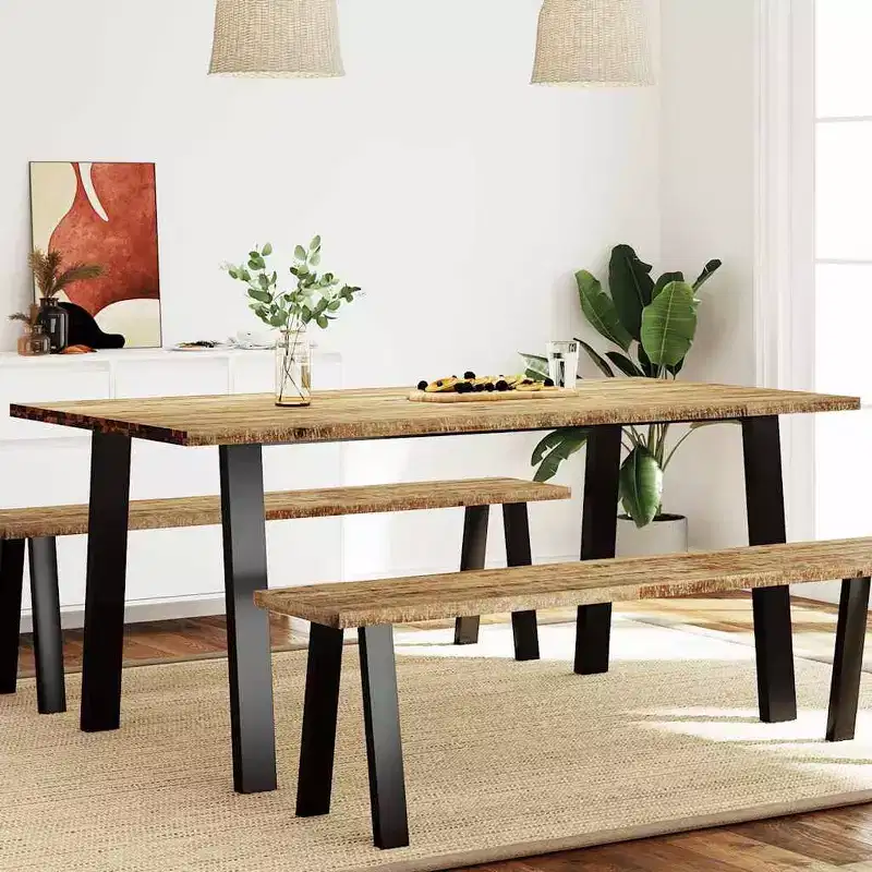 Industrial Dining Table in Solid Acacia Wood