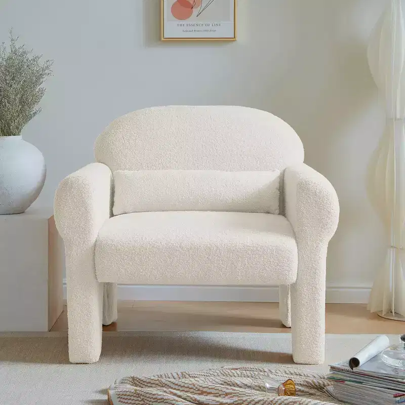 Modern Boucle Upholstered 2 Piece Set/Loveseat/1 Seat Sofa Couches with Armrests, and Tufted Legs 4A - ModernLuxe