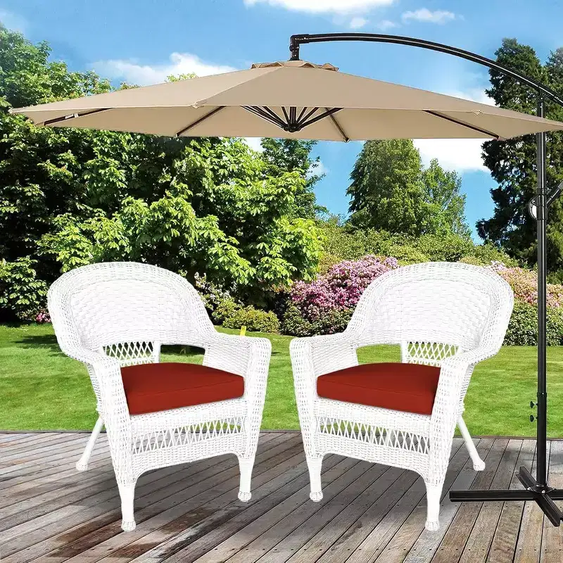 HomeStock Zen Zone Chair Set of 2, Durable Resin Wicker, Weather-Resistant with Cushions