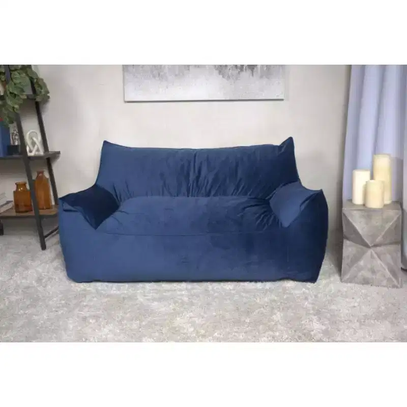 2-Seater Velvet Bean Bag Sofa with Armrests & Removable Cover - Oversized Floor Lounger