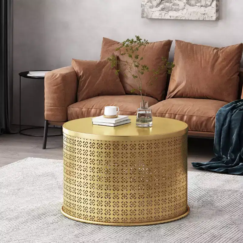 Christopher Knight Home Aria Modern Iron Round Drum Accent Coffee Tab