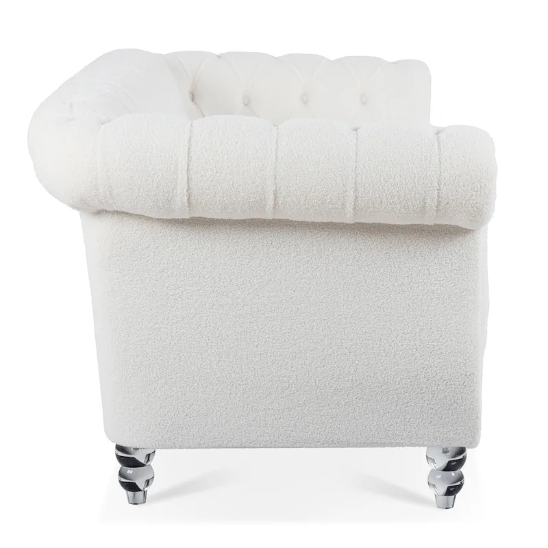 Upholstered Rolled Arm Chesterfield 3-Seater Sofa
