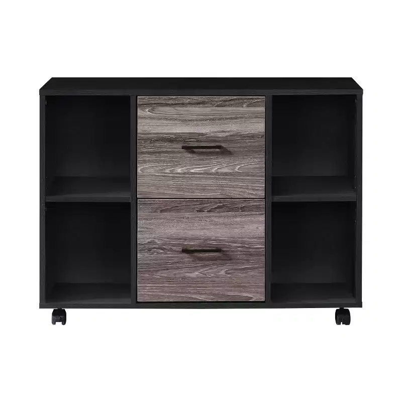 AndMakers 3-Drawer 39in. W File Cabinet for Home Office, Mobile Lateral Filing Cabinet, Printer Stand with Open Storage Shelves