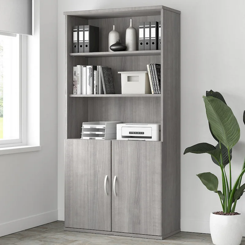 Tall 5 Shelf Bookcase with Doors